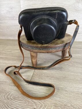 Canon Camera Leather Case with Strap Brown Retro Vintage from Japan